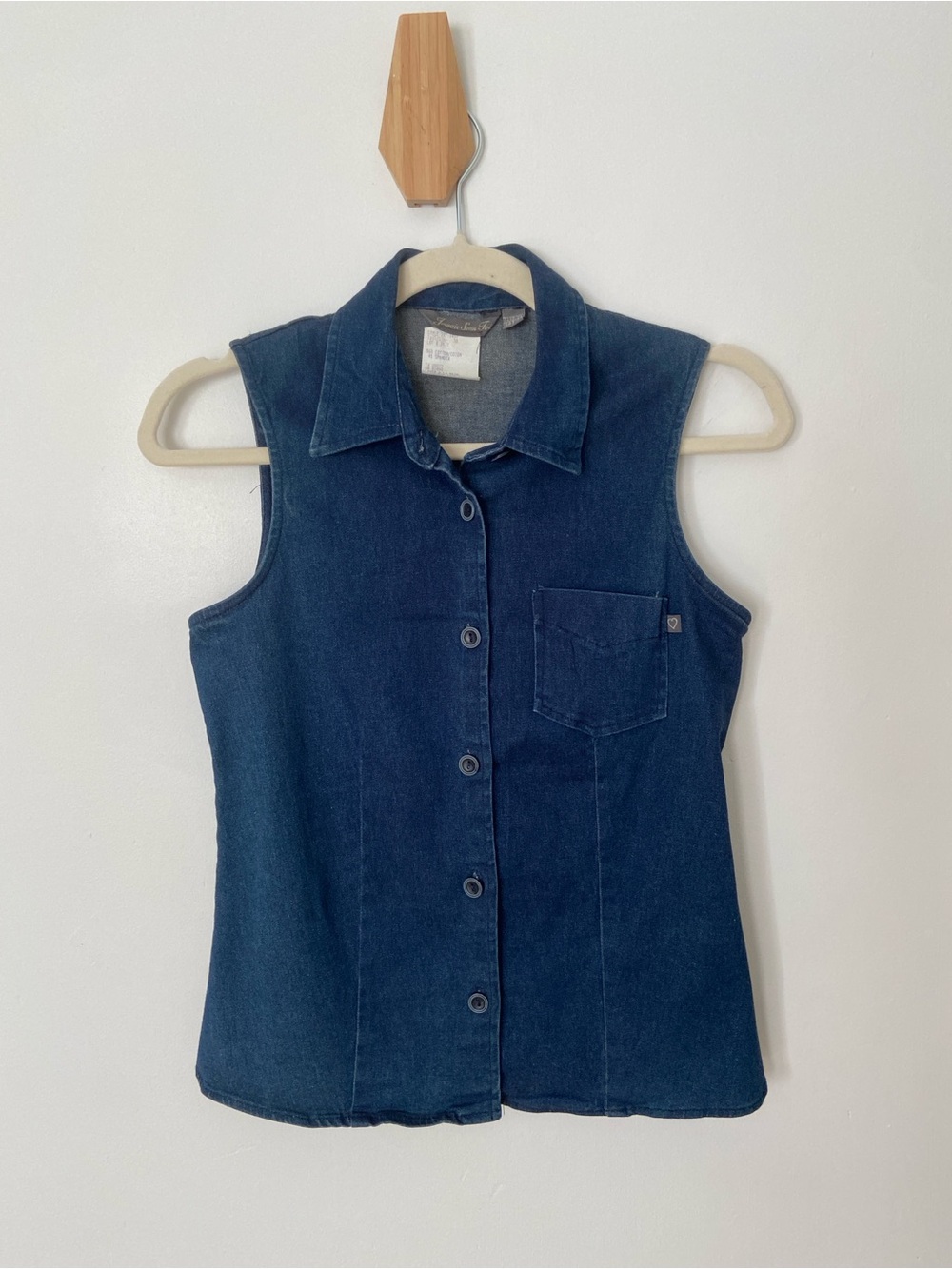 Vintage 90s Dark Wash Sleeveless Denim Vest Size Small